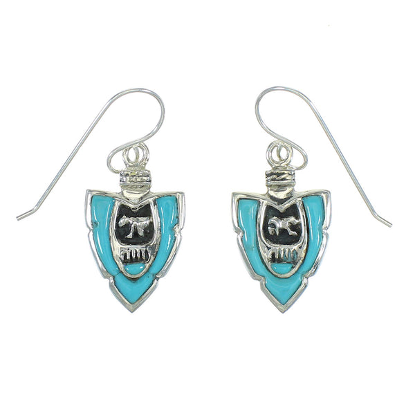 Turquoise Silver Bear Arrowhead Hook Dangle Earrings YX78848